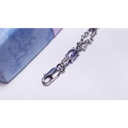 Estate 2.40ctw Natural Tanzanite &Diamond Hugs & Kisses 14Kt WG 7" Bracelet20932