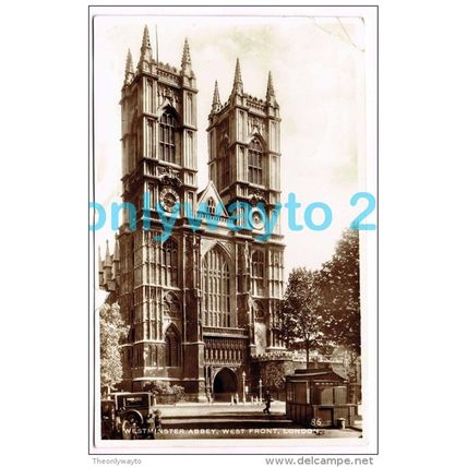 WESTMINSTER ABBEY, WEST FRONT, LONDON, ENGLAND, 1937, Postcard