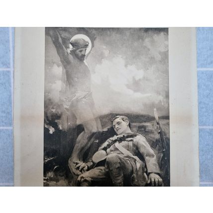 WW1 The Great Sacrifice Antique Print, Soldier Militaria Collectible Picture