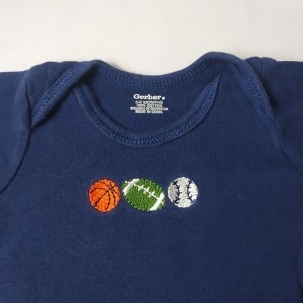 Gerber Boys Infant Short Sleeve Onesie Blue "Sport Balls" Size 3-6 Months