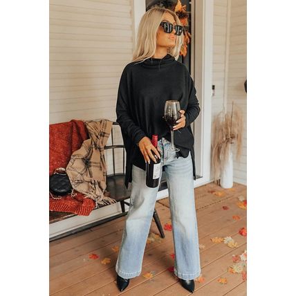 Black Cowl Neck Shift Tunic Top