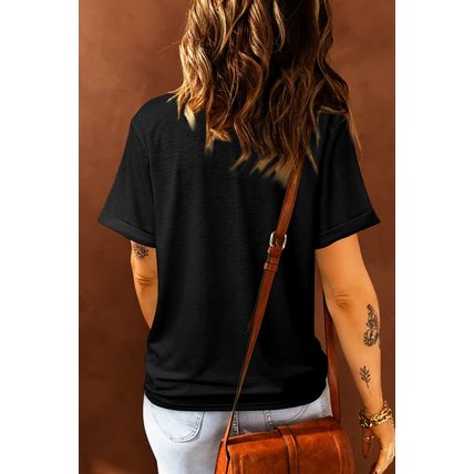 Black Happy GO Lucky Clover Print Crew Neck T Shirt