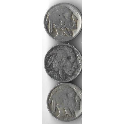 Lot of 3 1920 US Buffalo Nickel G