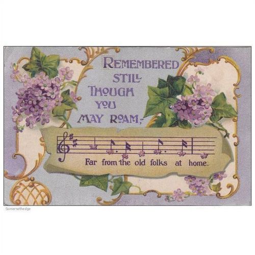 Flowers & Musical Score"Remembered Still Though You May Roam" Postcard (GRE1079)