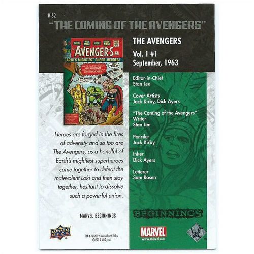 2012 Marvel Beginnings 2 Breakthrough Issues - #B-52 - The Avengers #1