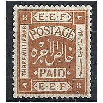 Palestine 1918 SG7a 3m Chestnut Mounted Mint .. .