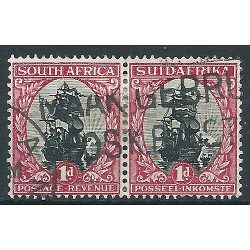 South Africa 1930 SG43 1d Black & Carmine Good/Fine Used PAIR....