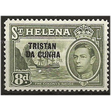 Tristan Da Cunha 1952 SG8 8d Olive-Green Mounted Mint . ..