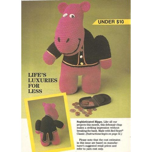 Crochet Toy Pattern Sophisticated Hippo