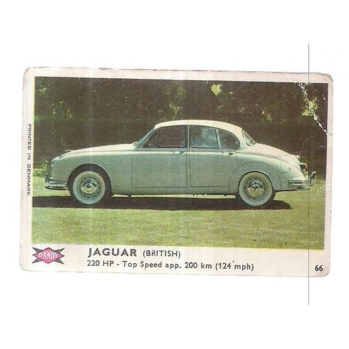 JAGUAR (British) classic car. Dandy Gum cards 1966 no 66 #