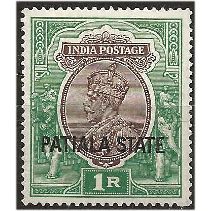 Patiala State (ICS) 1929 SG73 1r Chocolate & Green Mounted Mint ....