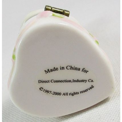 NOS Wedding Blonde Bride & Brunette Groom Porcelain Hinge Trinket Box w/ Rings