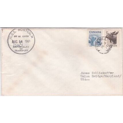 Canada 1961 C.G.S Montcalm Churchill Man to Union Bridge MA USA cover typed VGC