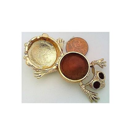 Vintage Gold Tone Collectible Frog Perfume Sachet