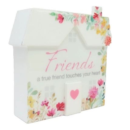 Friends Freestanding Ornament A True Friend Touches Your Heart House Shaped 10CM