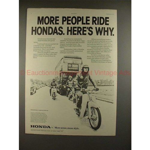 1977 Honda C70 Motorcycle Ad - More People Ride Hondas!