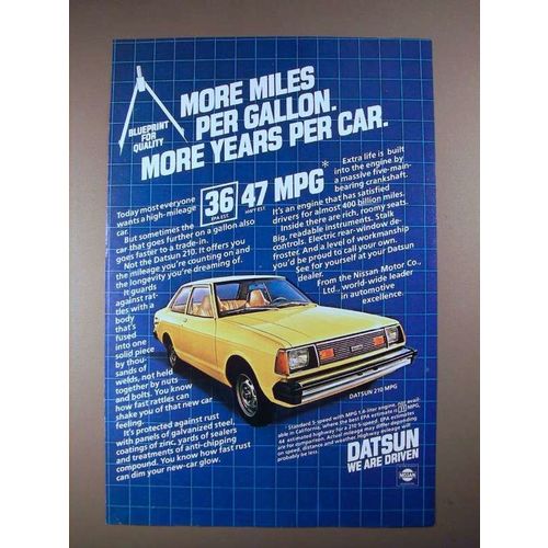 1981 Datsun 210 MPG Car Ad - More Miles Per Gallon