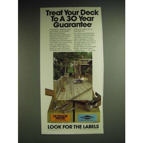 1985 Koppers Wolmanized and Outdoor Wood lumber Ad - Treat your deck to a 30