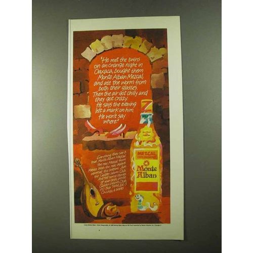 1989 Monte Alban Mezcal Ad - Met Twins On Orange Night