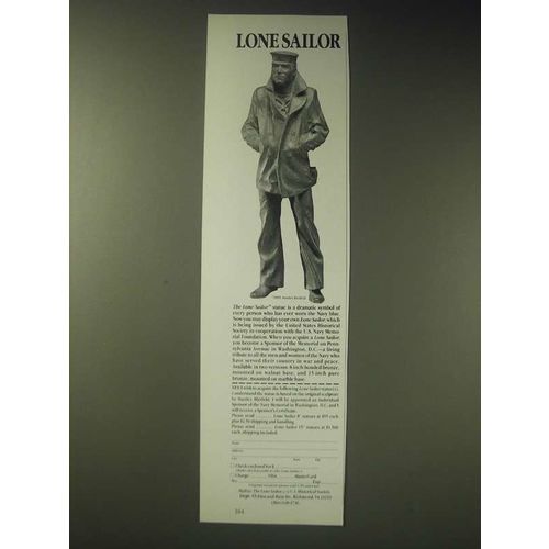 1989 U.S. Historical Society Ad - Lone Sailor Sculpture by Stanley Bleifeld