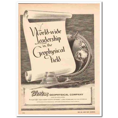 WESTERN GEOPHYSICAL COMPANY 1959 World-Wide Leadership oil vintage ad