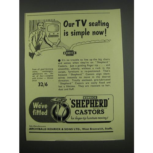 1957 Kenrick Shepherd Castors Ad - Our TV seating is simple now