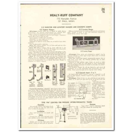 Healy-Ruff Company 1935 vintage heating catalog E-Z radiator hangers