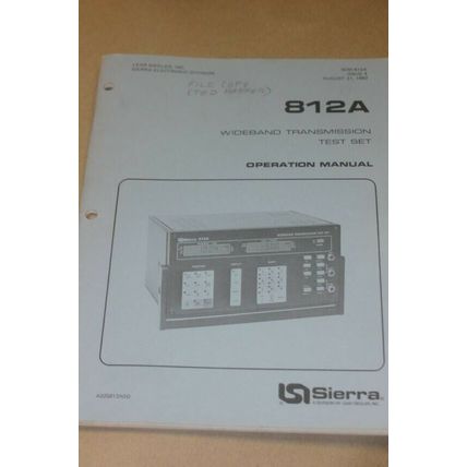 Lear Siegler Sierra 812A Wideband Transmission test Instruction Operation Manual