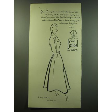 1949 Henri Bendel Young-Timers Coat Ad - Young-Timers follow a sound rule