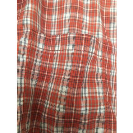 Wrangler Men's Orange Plaid Shirt Button Down Shirt Wrinkle Resistant Collar