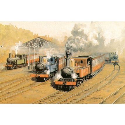 Parade Of Isle Of Man Engines Station Painting Postcard