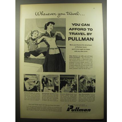 1956 Pullman Railroad Cars Ad - Whenever you travel.. you can afford to travel