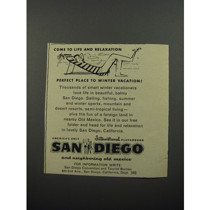1956 San Diego California Ad - Come to life and relaxation