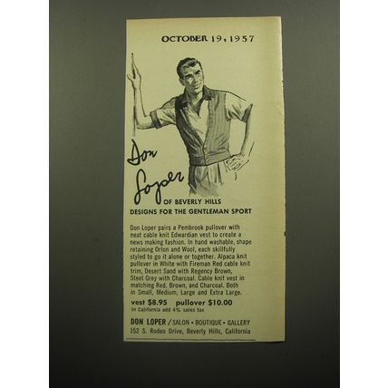 1957 Don Loper Vest and Pullover Advertisement