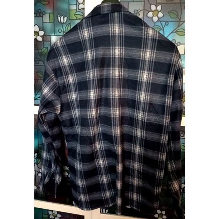 Men's Long Sleeved Fleece Overshirt in a Grey/Black Check, Size 43"-45" Chest.