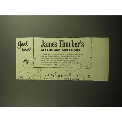 1958 Harper & Brothers Book Ad - Alarms and Diversions by James Thurber