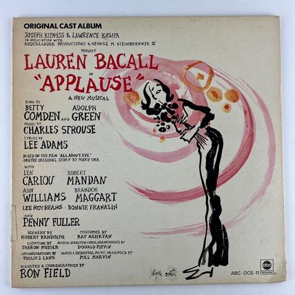 Lauren Bacall Applause Original Broadway Cast Vinyl LP Record Album ABC-OCS-11