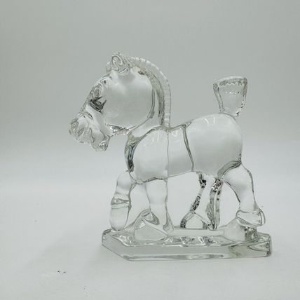 Heisey Art Glass Oscar Plug Horse Clear Figurine 4in