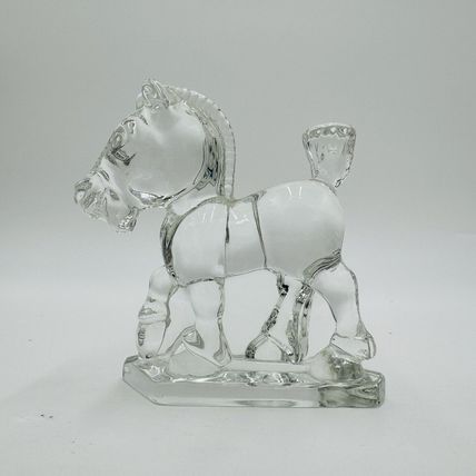 Heisey Art Glass Oscar Plug Horse Clear Figurine 4in