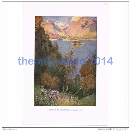 GRASMERE, EVENING SUN, CUMBRIA, ENGLAND, BOOK ILLUSTRATION, 1925