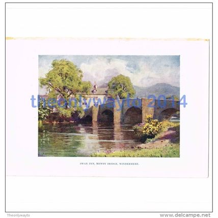 SWAN INN, NEWRY BRIDGE, WINDERMERE, CUMBRIA, ENGLAND, BOOK ILLUSTRATION, 1925