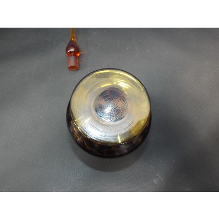 VINTAGE 7" GLASS TORTOISE SHELL PERFUME BOTTLE GLASS STOPPER & DAUBER