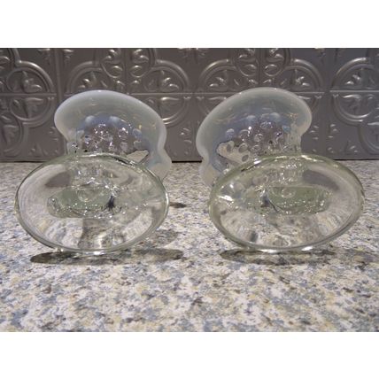 Fenton Hobnail Cornucopia Clear Opalescent Pair Small