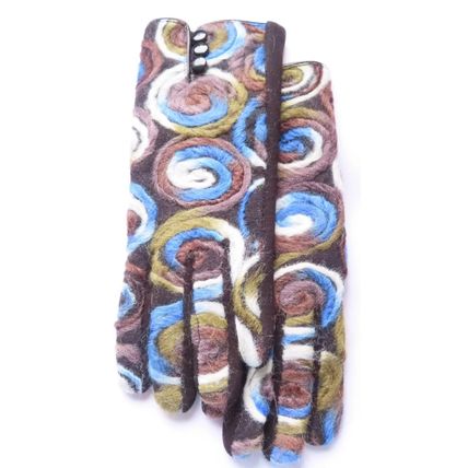 Equilibrium Ladies Blue Swirls Gloves with Black Buttons & Back Christmas Gift
