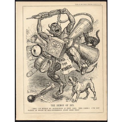 DEMON OF DIN 1934 John Bernard Partridge PUNCH CARTOON PAGE