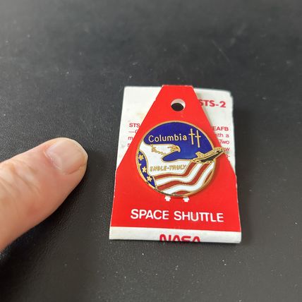 Columbia Engle Truly NASA Space Shuttle Mission Lapel Hat Pin 1980's on card