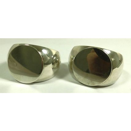 Pair Sampson Mordan & Co Solid Sterling Silver Serviette Napkin Signet Rings