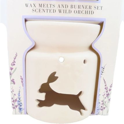 Rabbit Ceramic Oil Burner 12 CM with Wild Orchid Scented Wax Melts Boxed Gift