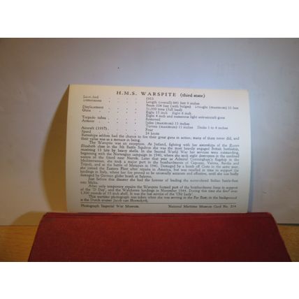 H.M.S. WARSPITE unused card National Maritime Museum no 214 =