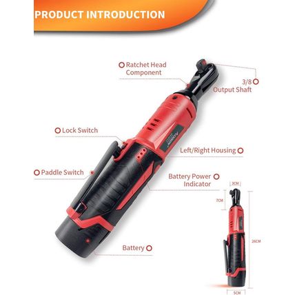AOBEN Cordless Electric Ratchet Wrench Set, 3/8" 12V Power Ratchet Tool Kit with